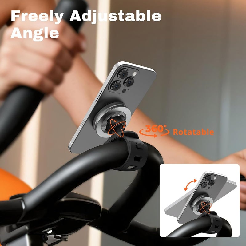 A2C Phone Holder for Peloton Bike, Stroller Phone Holder with Strong Magnets, Adjustable Strap Phone Mount for Shopping Cart, Treadmill, Golf Push Cart, Exercise Bike, Compatible with iPhone & Android - Image 3
